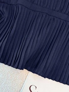 Franclia Sleeveless Pleated Casual/Work Shirt - Navy Blue - View 3