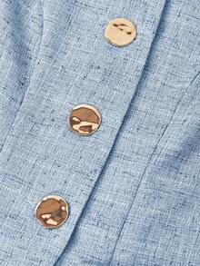 Ellevyn Women's Round Neck Sleeveless Plaid Metal Button Faux Pocket Linen-Like Wide Leg Pants Elegant Suit Set For Daily Wear And Commuting