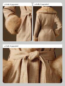 Anewsta Abrigo elegante y de moda para mujer con cuello oversize, para otoño/invierno - Granate - Ver 3