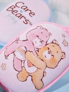 SHEIN X Care Bears 2 件装婴儿沐浴海绵，可爱卡通蓝色和粉色儿童沐浴球泡沫擦洗器