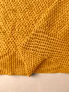 大码女式休闲纯色纽扣长袖开衫 - 黃色 - 查看 6