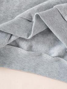 Genkimix Kids 青少年女孩休闲韩版风格拼布白色蕾丝刺绣领褶喇叭袖口卫衣 - 灰色 - 查看 8