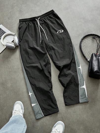 Sport MetroGents Men's Star Printed Drawstring Waist Casual Sport Pants Men Activewear Men Gym Pant Baggy Gym Clothes Sweat Pants