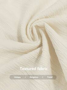 Elenzga 新款春秋纹理奶油黄色女装，法式交叉系带腰部修身 V 领喇叭袖蝴蝶结后背衬衫 + 高腰宽松阔腿裤 2 件套，经典百搭，适合日常、通勤、度假、约会、派对 - 杏色 - 查看 5