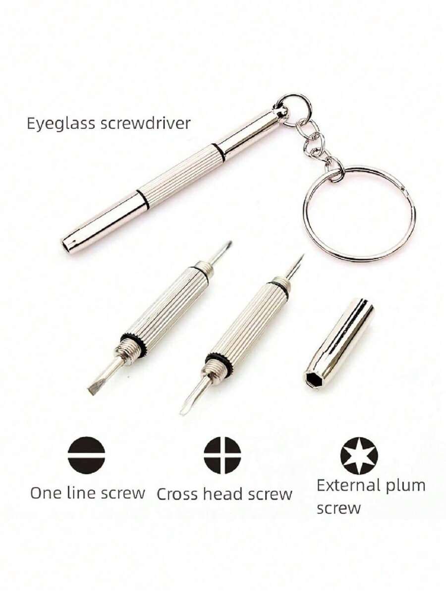 1pc Eyeglass Screwdriver, Multifunctional 3-In-1 3-Purpose Eyeglass Accessories, Repair Tool, Portable Mini Screwdriver, Tools For Men - Silver - View 1