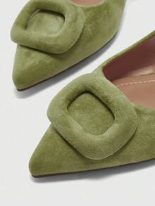 CUCCOO BIZCHIC 女士尖头休闲通勤百搭平底鞋 - 橄欖綠 - 查看 6