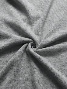 SHEIN Maternity Sweater With Fringe Trim On Neckline And Cuffs, Long Sleeve - Grey - View 6