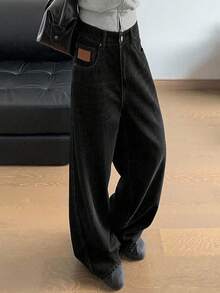 Livesso 女式宽松休闲口袋阔腿牛仔裤，百搭