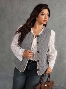 Elaquor Plus Size Casual Plaid Sleeveless Jacket, Autumn/Winter Quilted Vests Sleeveless Vests Fall/Winter - Black - View 4
