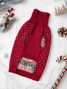 PETSIN 1pc Christmas Pet Cat Dog Universal Green Diamond Grid Elk Snowflake Cute Pattern Jacquard Knitted Elastic Comfortable Dog Christmas Sweater
