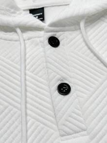 Manfinity Homme Herren Set aus einfarbigem Kapuzenpullover mit Kordelzug aus weißem Strukturstoff und Jogginghose, Herbstkleidung - Weiss - Übersicht 4