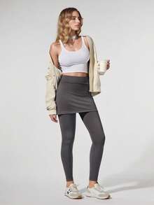 Fluxe High Waist Tummy Control Yoga Pants, Squat Proof Booty Lifting Leggings - Grey - View 4