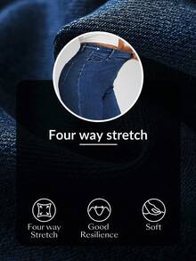 Flexra Women's Pocket Loose Wide Leg Casual Versatile Jeans - Dark Wash - View 5