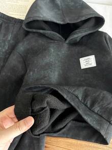 SHEIN 2pcs/Set Toddler Boys/Girls Black Hoodie Sweatshirt And Sweatpants Outfit, Comfortable Casual Basic Hoodies And Pants Set, Suitable For Indoor, Outdoor, Daily Wear, Sports, Play, Party, Photography, Holidays In Autumn/Winter Baby Boy Sweatsuit Baby Set Autumn Winter Season Baby Tracksuit Baby Boys Outfit Late Fall Baby Boy Hoodie Set - Black - View 7