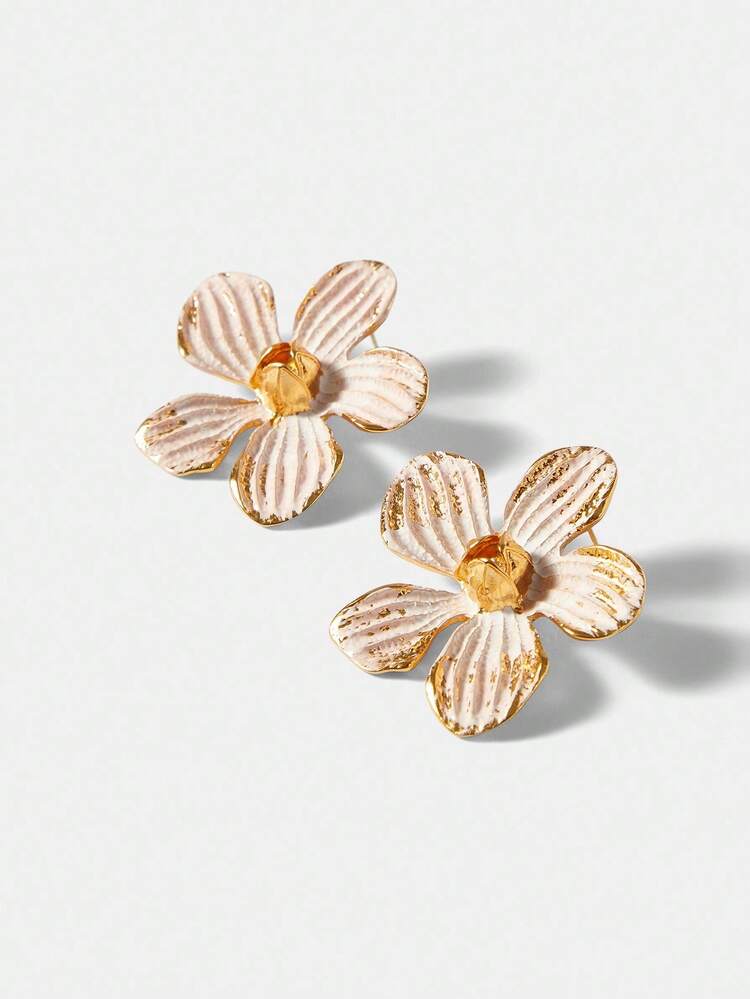Boucles d'oreilles à tige en forme de fleur plaquées or 18 carats