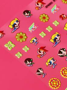 FanGlow THE POWERPUFF GIRLS X SHEIN 1 miếng dán móng tay hình hoạt hình dễ thương - Miếng dán móng tay tự dính dành cho nữ, hiệu ứng nổi 5D, chủ đề dễ thương, vui nhộn và tinh tế, dễ dán để trang trí móng tay, tự làm, quà tặng ngày lễ, phong cách tiệc tùng. - Nhiều màu - Xem 6