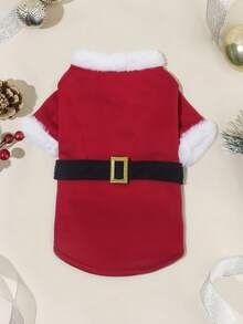 PETSIN 圣诞麋鹿造型宠物棉衣红色圣诞老人造型狗狗棉袄秋冬保暖猫咪衣服 - 紅色 - 查看 4