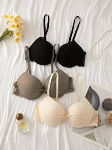 SHEIN 3件套女士钢圈文胸聚拢文胸休闲文胸 - 彩色 - 查看 6