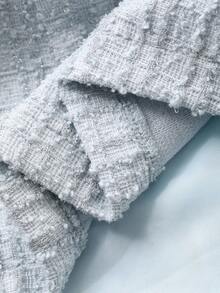 DAZY 方领纹理纽扣装饰女式短裙 - 淺藍色 - 查看 10