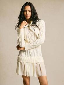 SHEIN PariChic Robe pull à manches longues minimaliste de couleur unie pour femmes, convenant pour un port quotidien, automne/hiver - Tabac - Voir 3