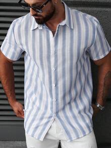 Manfinity CasualCool 男士条纹短袖休闲宽松纽扣衬衫