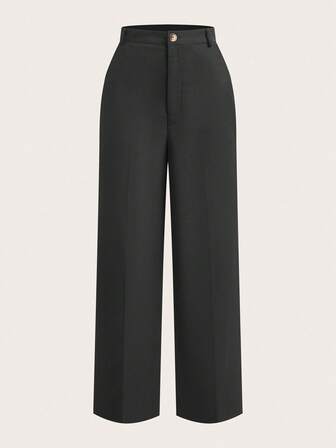 Summer Outfit Solid High Waist Straight Leg Pants