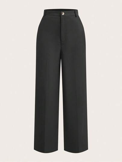 Summer Outfit Solid High Waist Straight Leg Pants