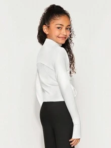 Radiana Tween 女童轻质拉链运动夹克，适合全年跑步、健身、瑜伽 - 白色 - 查看 2