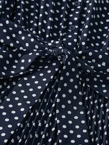 SHEIN Unity Đầm Maxi Tay Dài Họa Tiết Chấm Bi Thanh Lịch Cho Nữ Cỡ Lớn, Trang Phục Thu Đông Năm Mới - Màu xanh hải quân - Xem 4