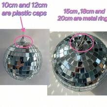 1 个 20 厘米银色反光镜面迪斯科球，激光舞台球，适用于派对/婚礼/节日装饰/1 个 10 厘米镜面球 + 6 个 5 厘米镜面球礼物生日毕业 - 銀色 - 查看 7