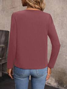 EMERY ROSE Einfarbiges, rundhalsiges, lässiges, vielseitiges, modisches Langarm-Pullover-T-Shirt