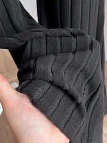 Sweetra Young Bộ áo ống dệt kim dự tiệc phong cách đường phố giản dị dành cho thiếu nữ và quần ống loe, áo phông đa năng ôm sát - Nhiều màu - Xem 5