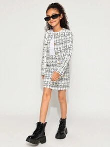 Radiana Conjunto de chaqueta de manga larga y minifalda ajustado de estilo urbano elegante para niñas preadolescentes, NOVA Shop