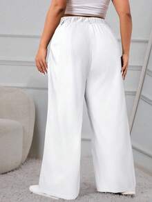 SHEIN PETITE CURVE Plus Size Fashionable Versatile Solid Color High Waist Suit Pants