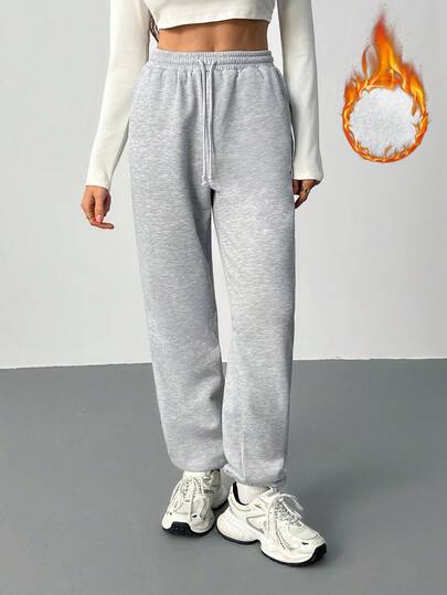 SHEIN Tall 女士休闲宽松口袋纯色针织裤