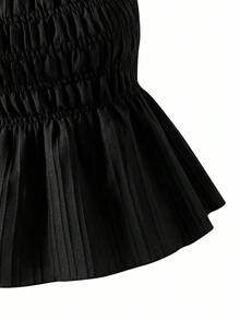 Sparklyn 2 件套青少年女孩休闲吊带背心和阔腿裤套装，梭织面料，松紧腰，夏季 - 黑色 - 查看 3