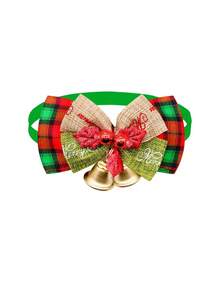 PETSIN 1 件宠物圣诞领结铃铛项圈，圣诞元素印花，狗领结，猫单蝴蝶结项圈，宠物节日装饰，宠物领结，宠物