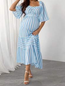 SHEIN Maternity Striped Minimalist Fashion Dress - Multicolor - View 5