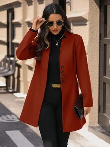 EMERY ROSE 女士休闲度假立领修身夹克 - 紅木色 - 查看 7