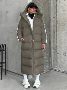 EURMUSE Phong cách thời trang, Áo khoác phao mùa đông họa tiết băng jacquard - Xám - Xem 4