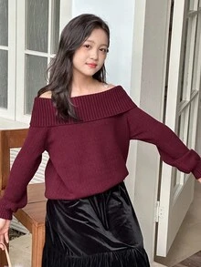 DAZY Tween Girls Daily Casual Sweater, Fall - Burgundy - View 6