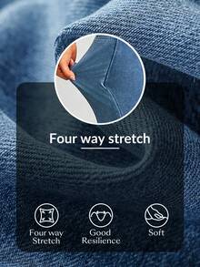Flexra Jeans droits taille haute confortable avec ceinture et poches en biais, polyvalents et pratiques pour les femmes de grande taille - Bleu azur - Voir 6