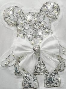 Resyla 女士宽松串珠亮片3D钻石蝴蝶结小熊卫衣，秋冬卫衣，女士礼物，秋季卫衣，节日卫衣，时尚，串珠亮片卫衣，时尚漂亮的卫衣，送给兄弟姐妹的礼物，送给姐妹的礼物，有趣的卫衣，休闲，简约，时尚卫衣 - 白色 - 查看 3