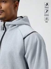 Manfinity Acti Log 男士百搭连帽针织休闲运动夹克，秋冬外套 - 灰色 - 查看 9