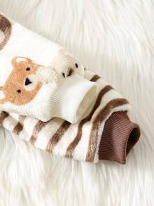 SHEIN 4pcs/Set Cute Fluffy Bear Cartoon Print Long Sleeve Thermal Unisex Baby Clothes Set Fall Winter - Multicolor - View 7
