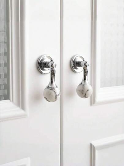 Cirelle 1 件白色大理石橱柜把手 - 现代拉手，耐用拉手，适用于梳妆台床头柜办公室，耐用拉手，适用于厨房岛浴室