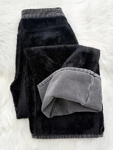 SHEIN Spodnie jeansowe dla nastolatek w kolorze szarym, z podszewką termiczną i luźnym krojem, ciepłe ubrania na jesień/zimę, codzienne jeansy z wysokim stanem, uniwersalne jeansy z szerokimi nogawkami Y2k, stroje nauczycielskie dla dziewcząt, stroje do szkoły dla dziewcząt, sukienki do kościoła, biznesowe, casualowe stroje dla dziewcząt, jeansowa sukienka cargo, luźne spodnie dla dziewcząt na jesień i zimę, jeansy z wysokim stanem i długimi szerokimi nogawkami dla nastolatek, styl uliczny