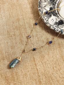 Glisma 18K Gold-Plated Vintage Elegant Necklace For Women,Shopping,Casual,Work,Vintage,PREMIUM,Metallic/Texture,Western Jewelry,Old Money,Gemstone,Outfits,Fall/Autumn/Winter,For Mom/Women/Girl/Mother,Premium,Charm Necklace - Gold - View 5