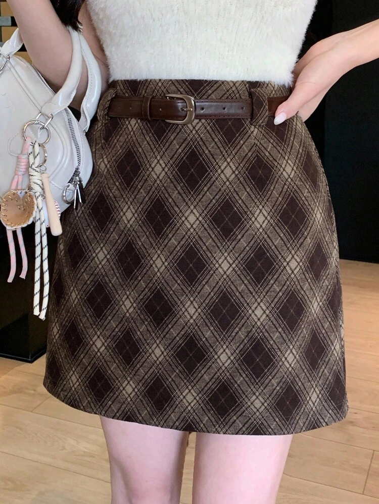 Women's Plaid A-Line Mini Skirt, Casual And Collegiate Style Fall Winter Women Skirts