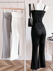 Sweetra Young 3 条装青少年女孩休闲针织柔软舒适紧身裤，适合健身、运动、户外、举重、喇叭裤 - 彩色 - 查看 2